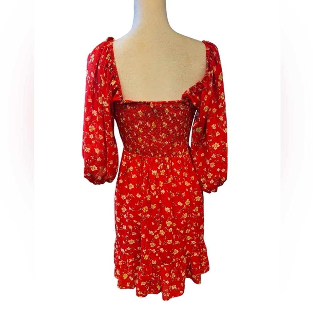 Lulus Trixiebelle Red Floral Print Dress size small - Picture 8 of 11